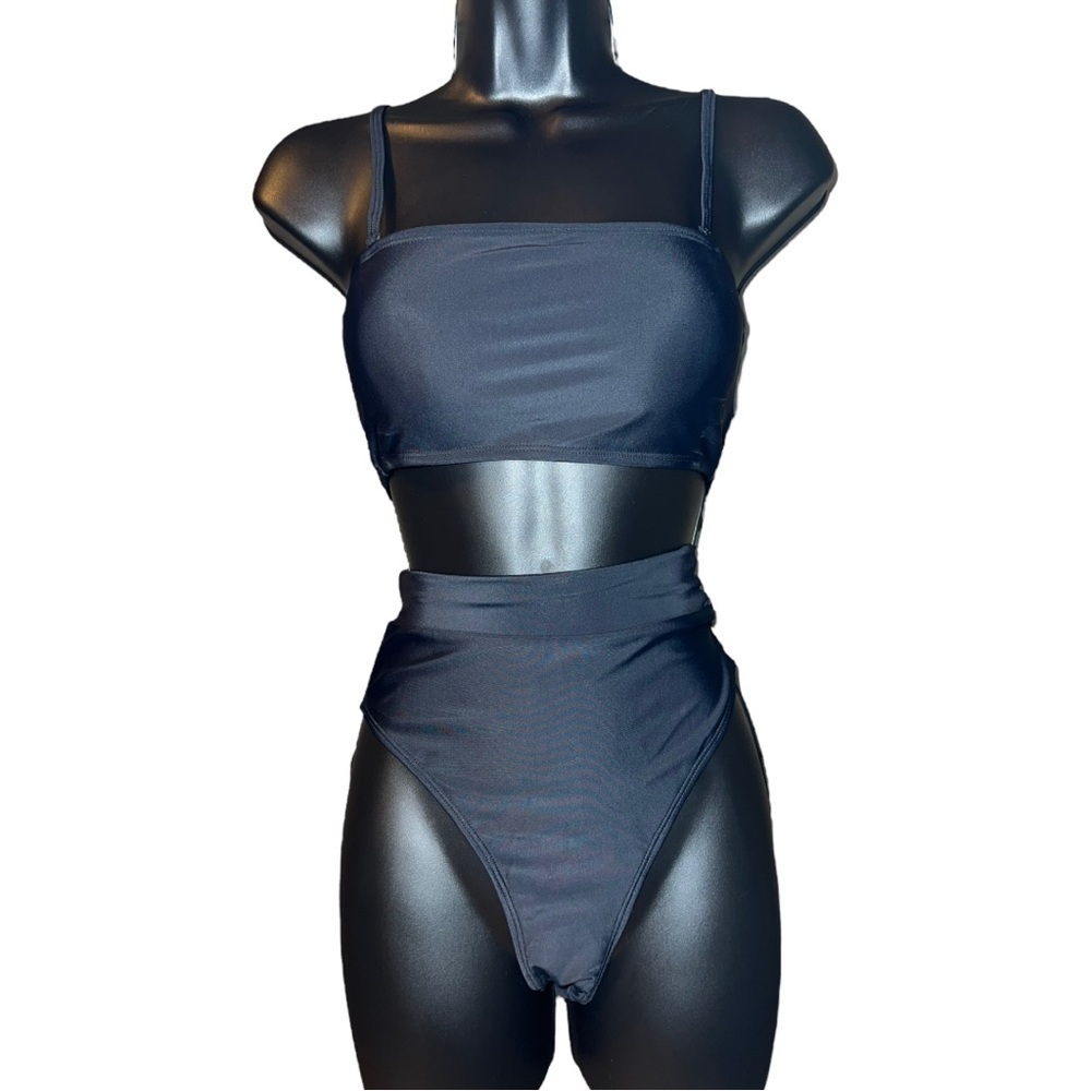 High Rise Bikini Set, Black, Size Small